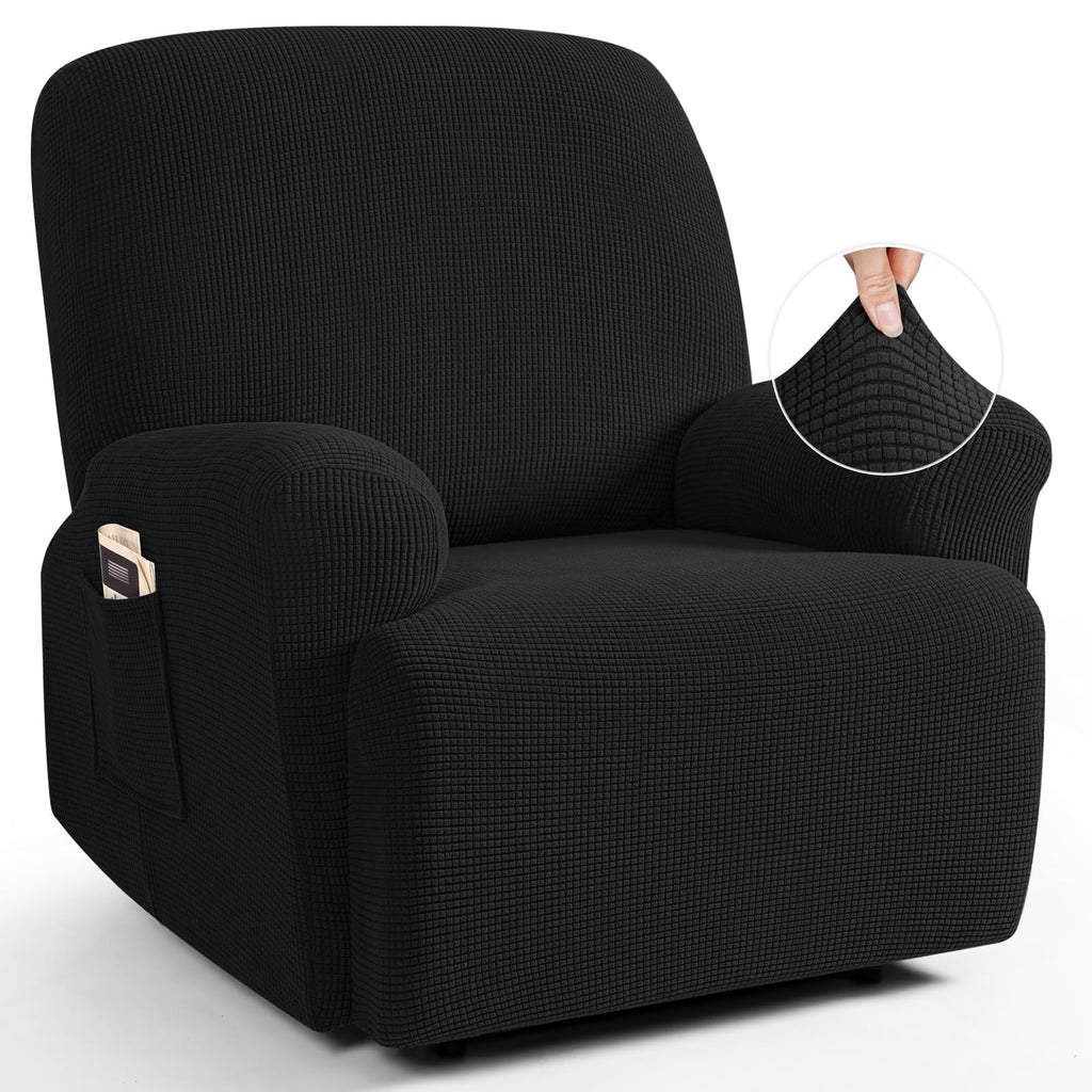 TAOCOCO Stretch Loveseat Recliner Covers 6 Piece, Charcoal Grey