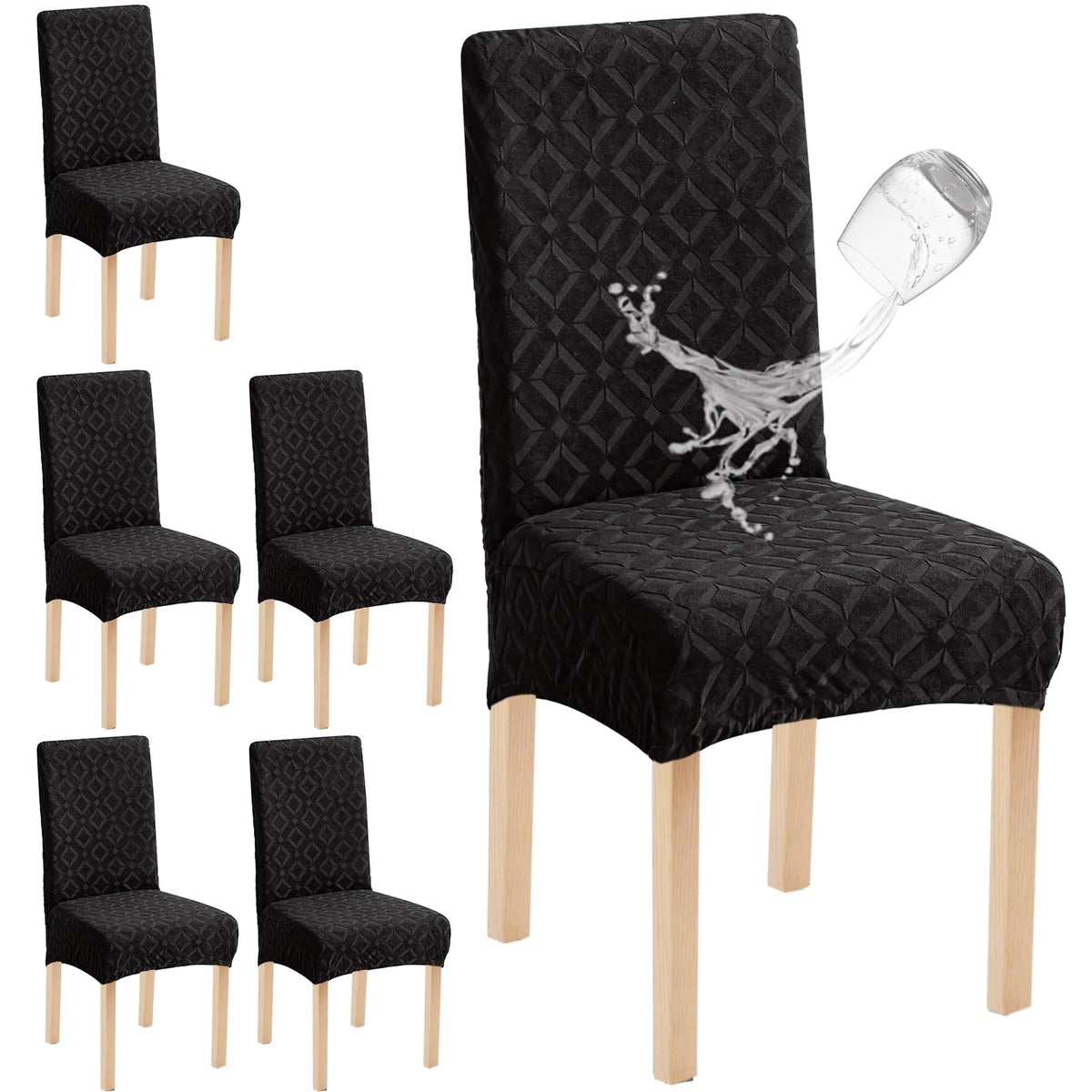 Genina Waterproof Dining Chair Covers Set of 4, Stretch Chair Slipcovers
