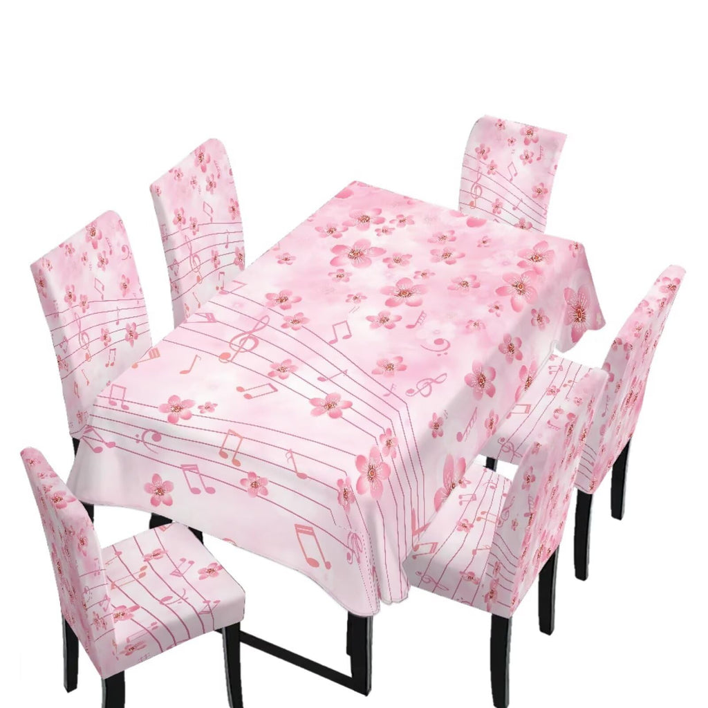 Stain Resistant Tablecloths and Dining Seat Covers Set of 5, Kitchen Chair Slipcovers Washable Table Slipcover Chair Seat Covers for Kitchen Restaurant, Chicken Cactus Print