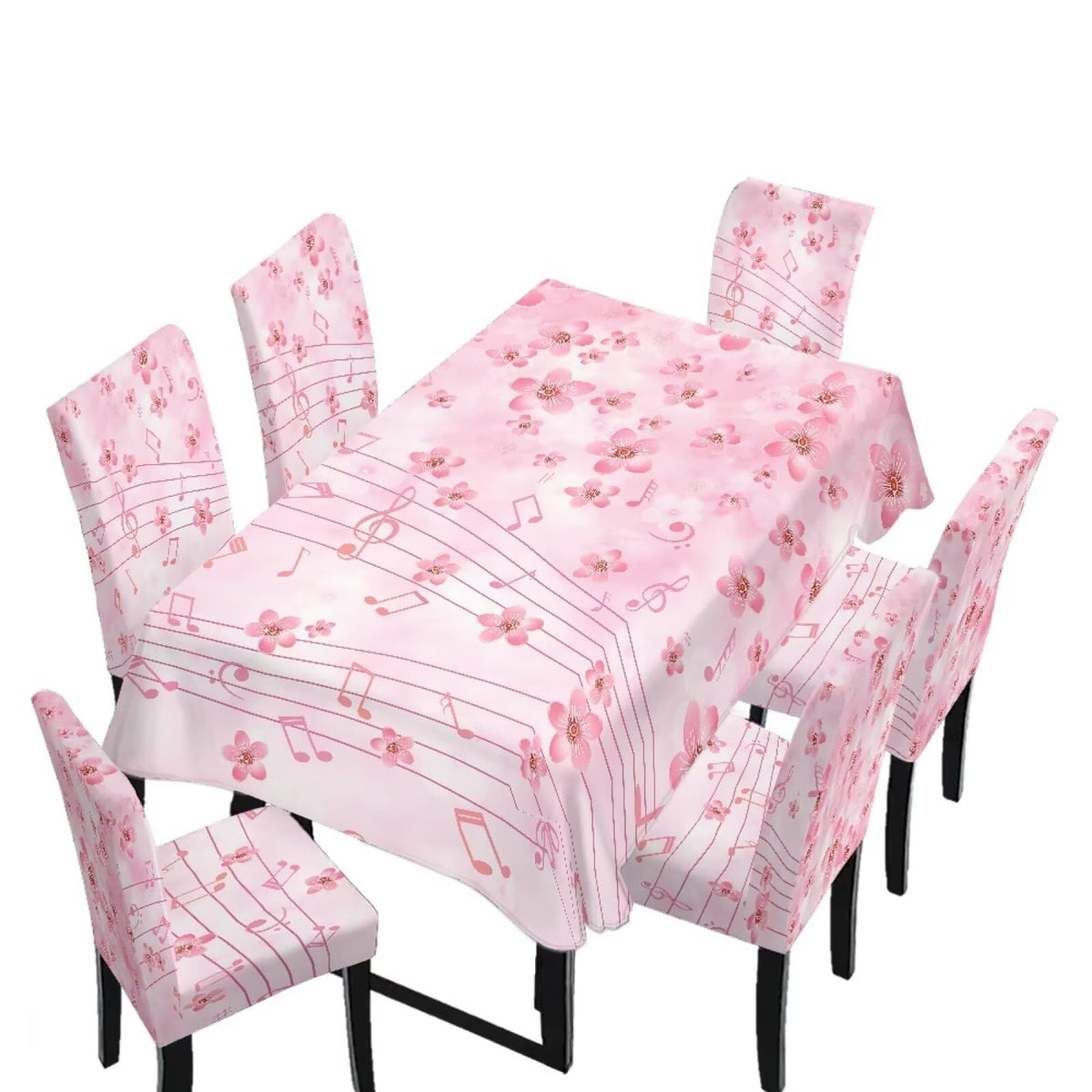 Stain Resistant Tablecloths and Dining Seat Covers Set of 5, Kitchen Chair Slipcovers Washable Table Slipcover Chair Seat Covers for Kitchen Restaurant, Chicken Cactus Print