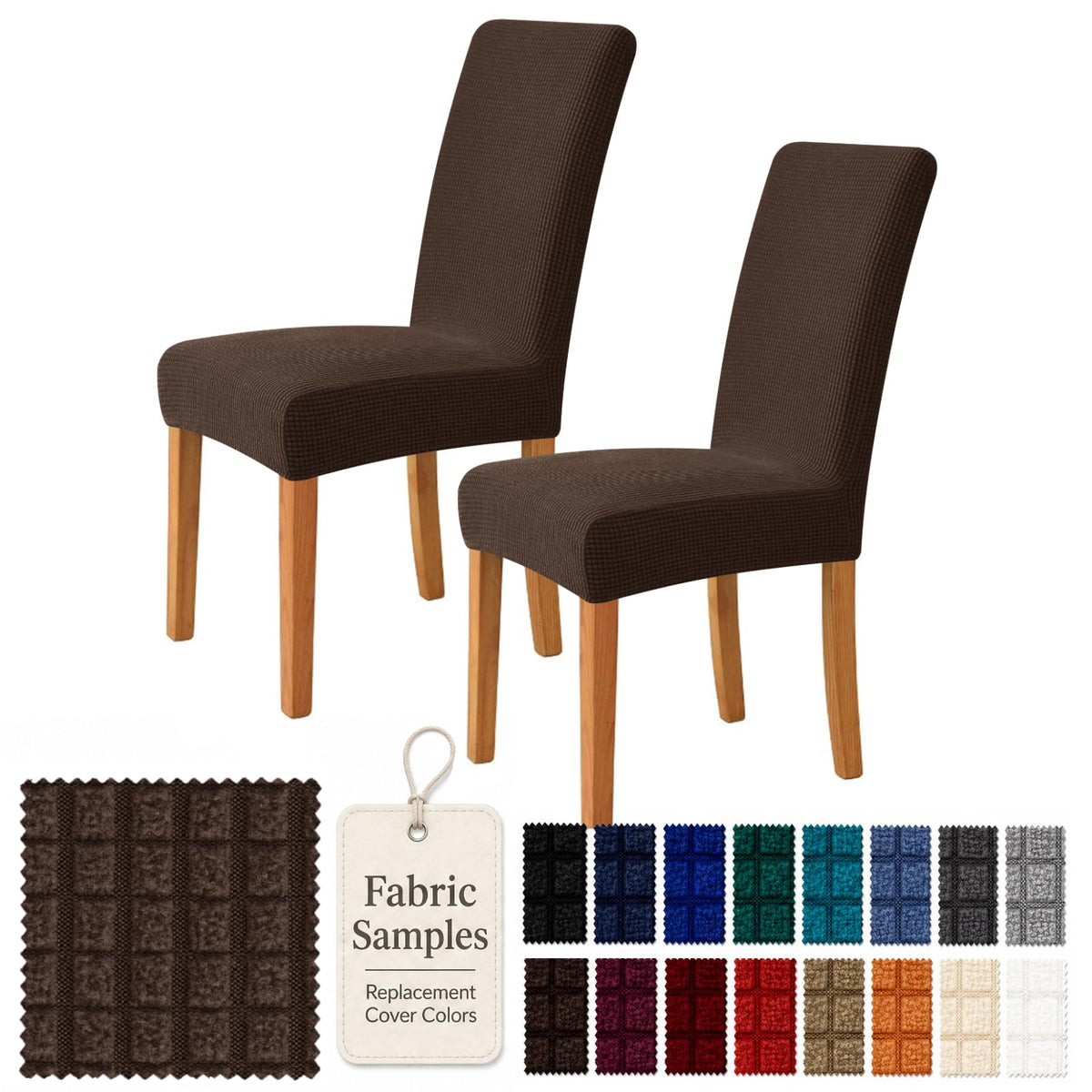 YEMYHOM 2 Packs Latest Checkered Dining Chair Slipcover Parsons Chair Furniture Protector Stretch Chair Covers for Dining Room, Restaurant, Kitchen, Party (Light Gray)