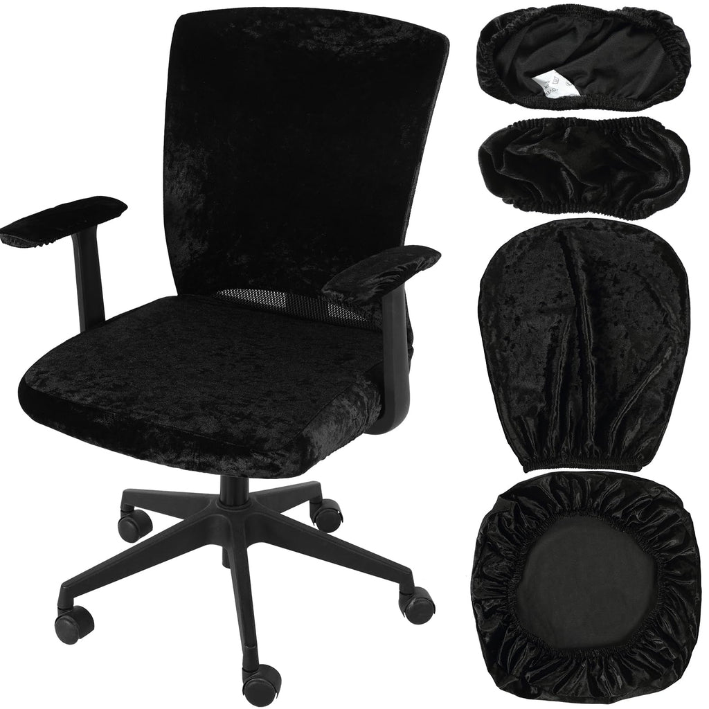 Tallew 4 Pcs Office Chair Covers Set with Armrest, Stretchable,Light Pink