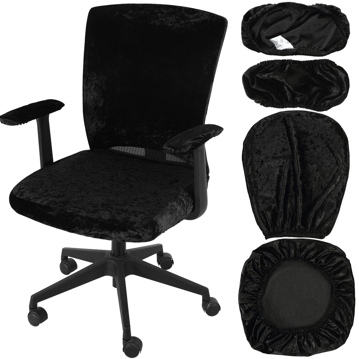 Tallew 4 Pcs Office Chair Covers Set with Armrest, Stretchable,Light Pink