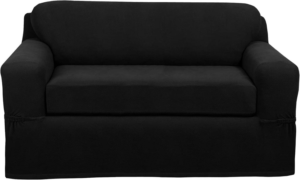Maytex Pixel 2 Piece Loveseat Slipcover, Black
