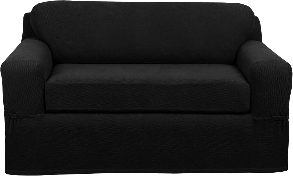Maytex Pixel 2 Piece Loveseat Slipcover, Black