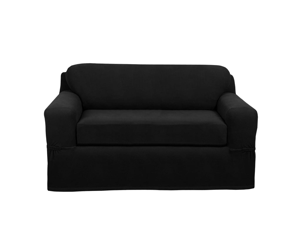 Maytex Pixel 2 Piece Loveseat Slipcover, Black