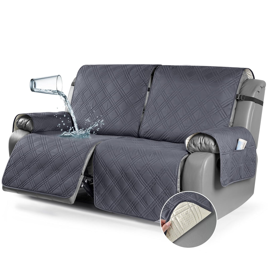 TAOCOCO 100% Waterproof Oversized Loveseat Recliner Cover, Non Slip Split Couch Covers for Reclining Loveseat with Elastic Straps for Kids Pets(Oversized 2 Seater, Chocolate)