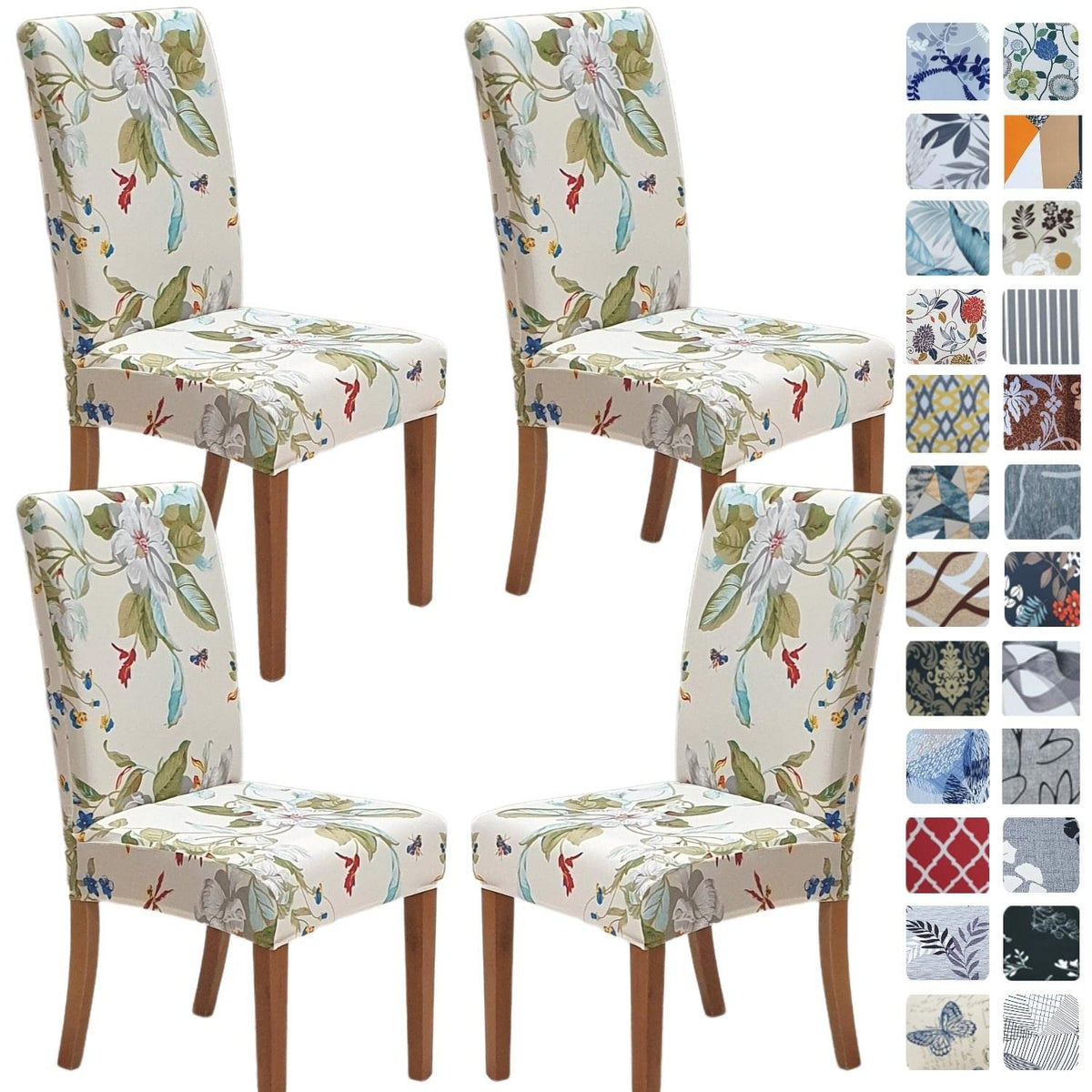 SPRINGRICO Chair Covers for Dining Room Set of 4, Stretch Dining Chair Cover, Washable Spandex Kitchen Parsons Chair Slipcovers, Removable Seat Protector for Home or Party (4 Pack, Lotus Gray)