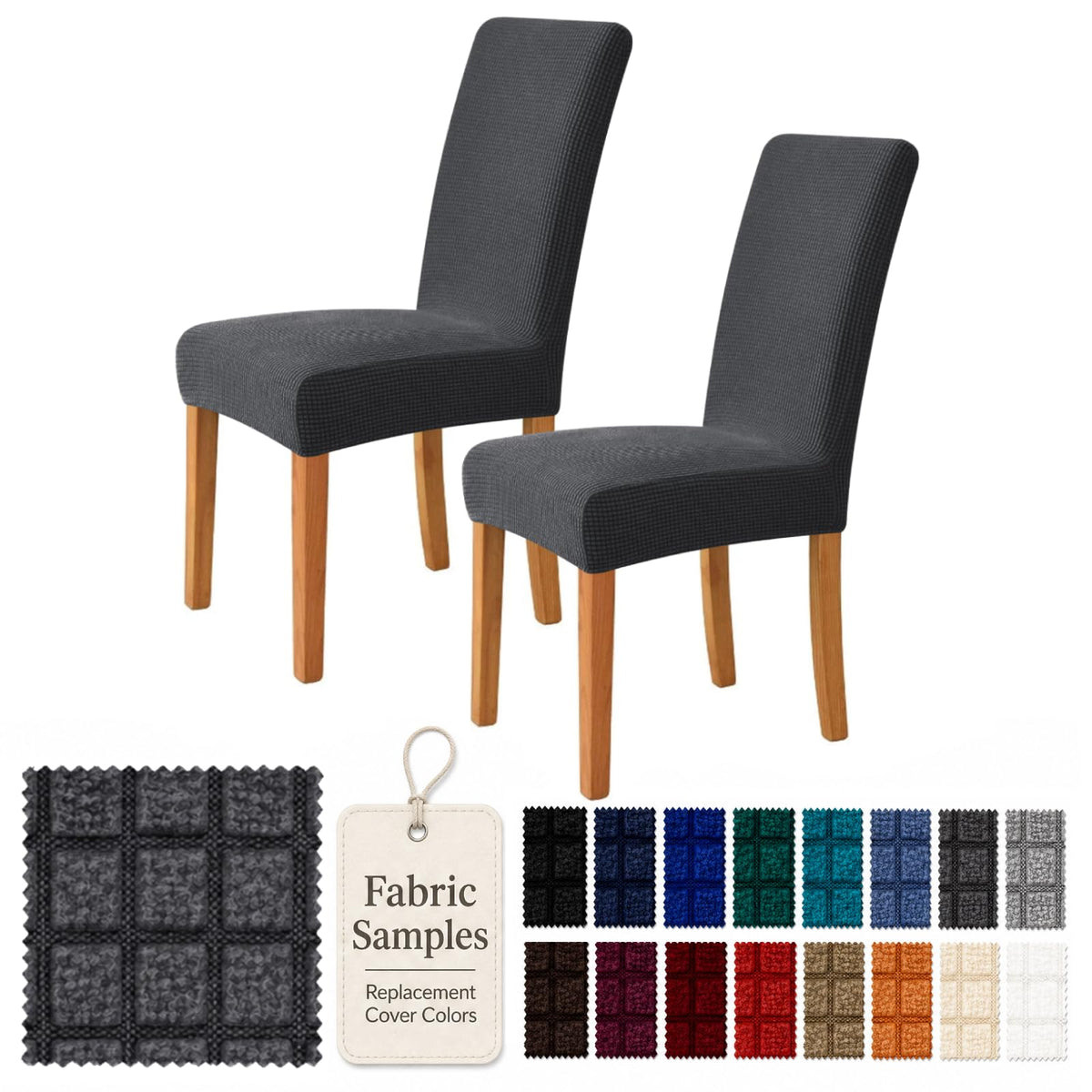 YEMYHOM 2 Packs Latest Checkered Dining Chair Slipcover Parsons Chair Furniture Protector Stretch Chair Covers for Dining Room, Restaurant, Kitchen, Party (Light Gray)
