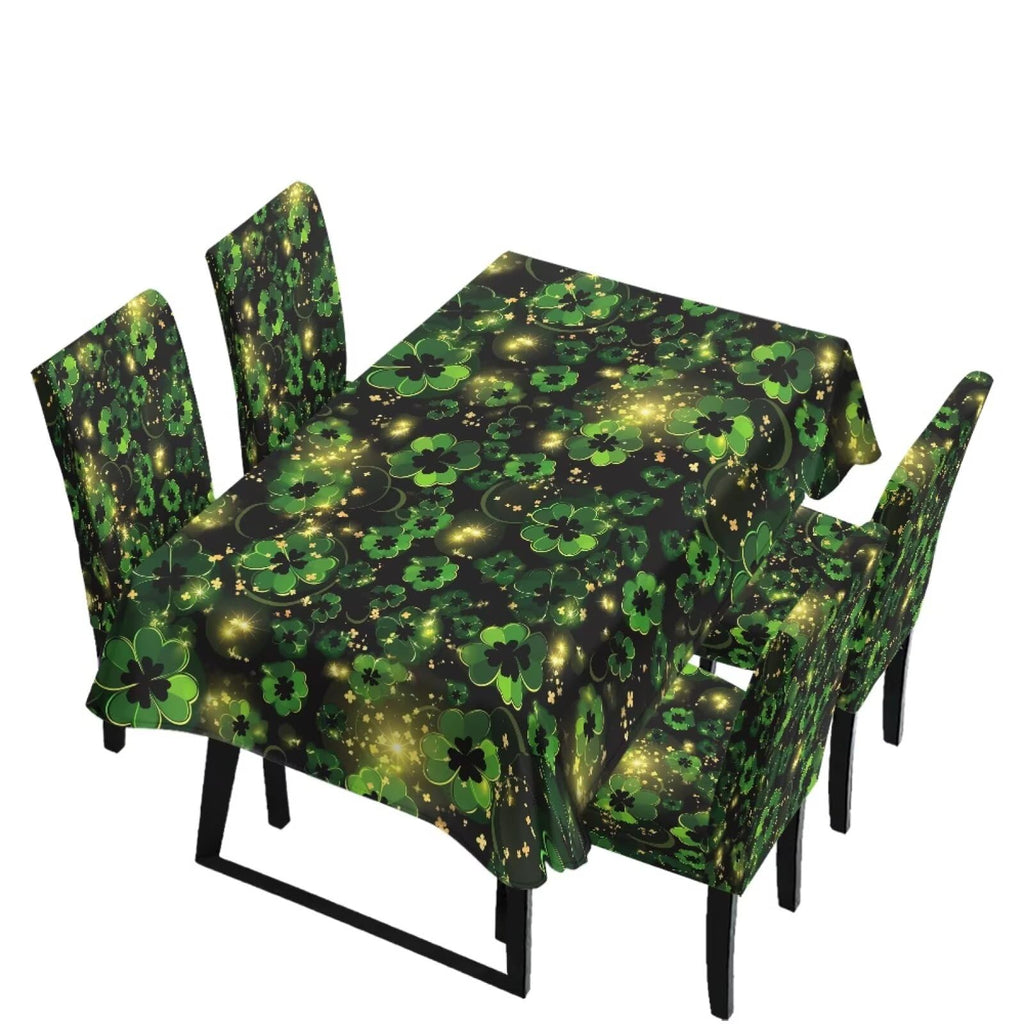 Easter Table Cloth Rectangle Table Set of 7 Include Kitchen Chair Covers and Tablecloths for Dining Room Banquet, Chair Seat Protector Cover, Easter Egg Bunny Floral Print Yellow