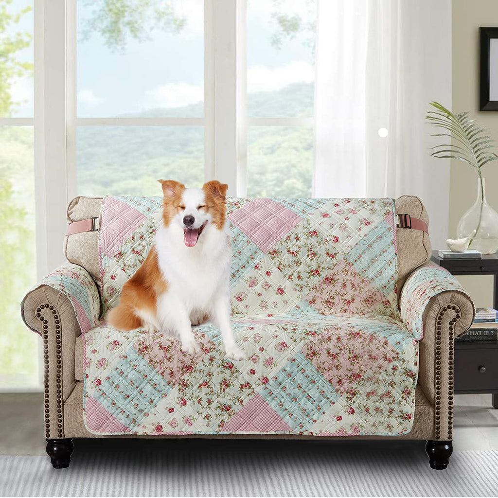 Brilliant Sunshine Blue Toile Couch Loveseat Slip Cover for Dogs