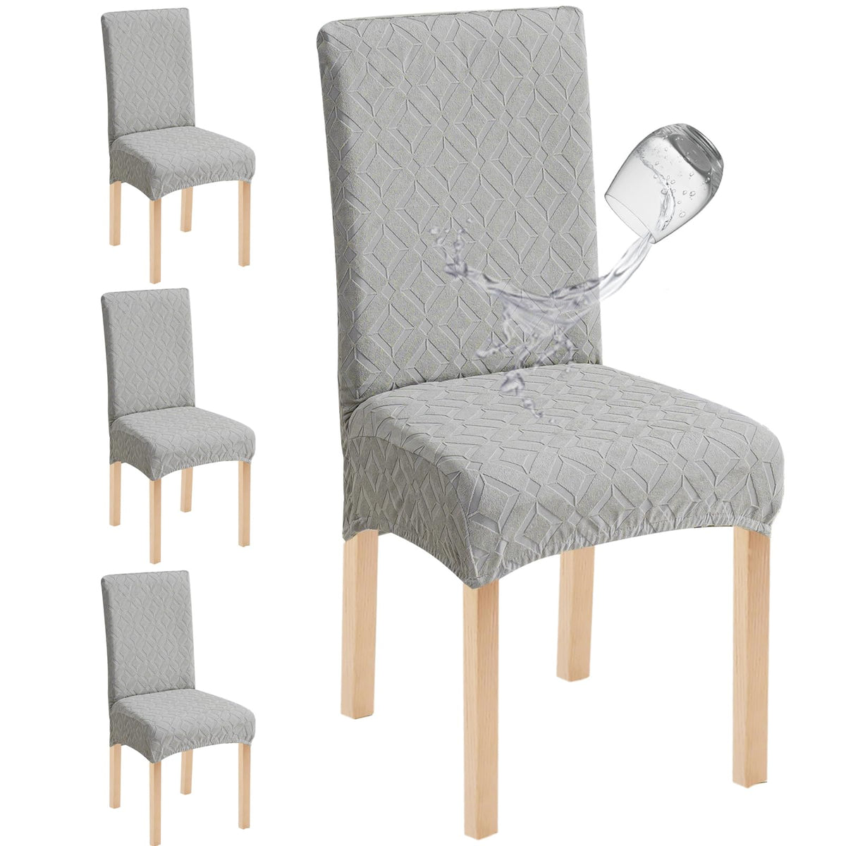 Genina Waterproof Dining Chair Covers Set of 4, Stretch Chair Slipcovers