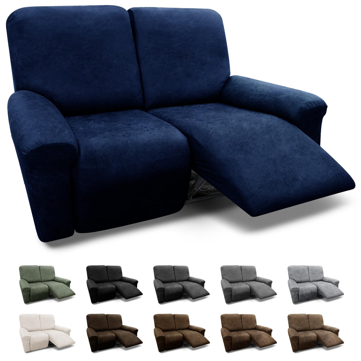 3-Pieces T Cushion Loveseat Slipcovers Leather Look Couch Cover Loveseat Covers for 2 Cushion Couch Furniture Protector Stretch Sofa Cover with 2 Individual T Cushion Seat Covers, Brown