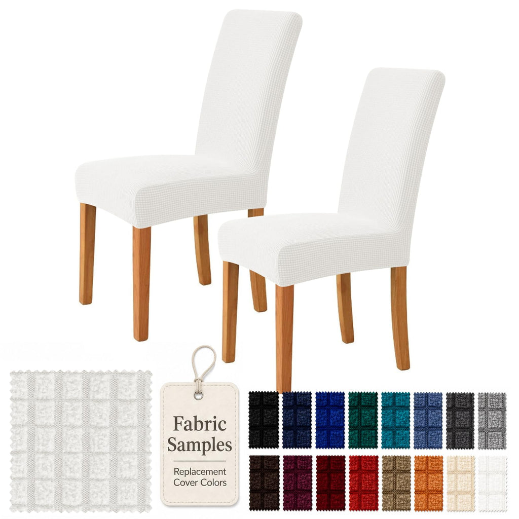 YEMYHOM 2 Packs Latest Checkered Dining Chair Slipcover Parsons Chair Furniture Protector Stretch Chair Covers for Dining Room, Restaurant, Kitchen, Party (Light Gray)