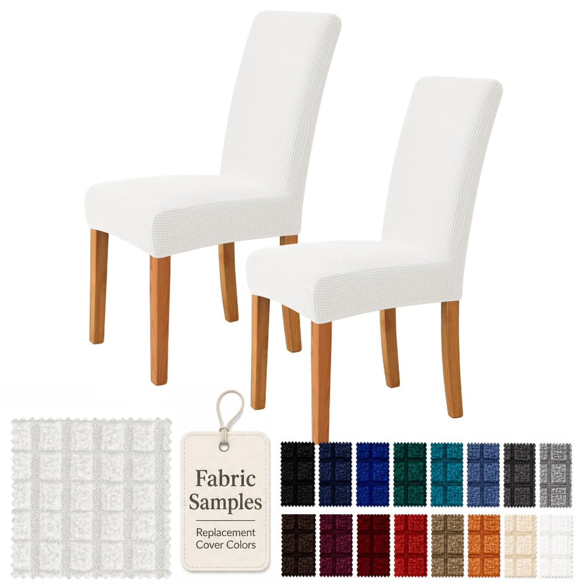 YEMYHOM 2 Packs Latest Checkered Dining Chair Slipcover Parsons Chair Furniture Protector Stretch Chair Covers for Dining Room, Restaurant, Kitchen, Party (Light Gray)