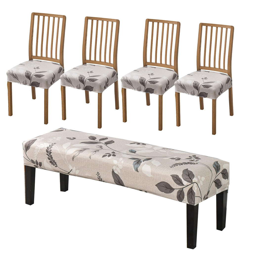 CRFATOP Dining Chair Seat Covers Set of 4 with Stretch Bench Slipcover,04