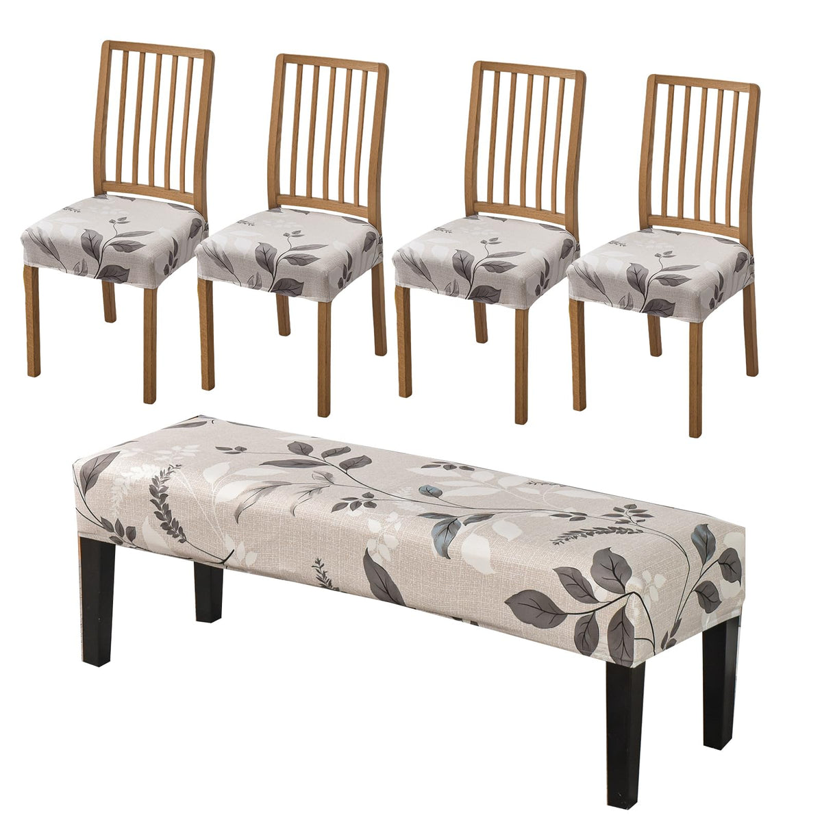 CRFATOP Dining Chair Seat Covers Set of 4 with Stretch Bench Slipcover,04