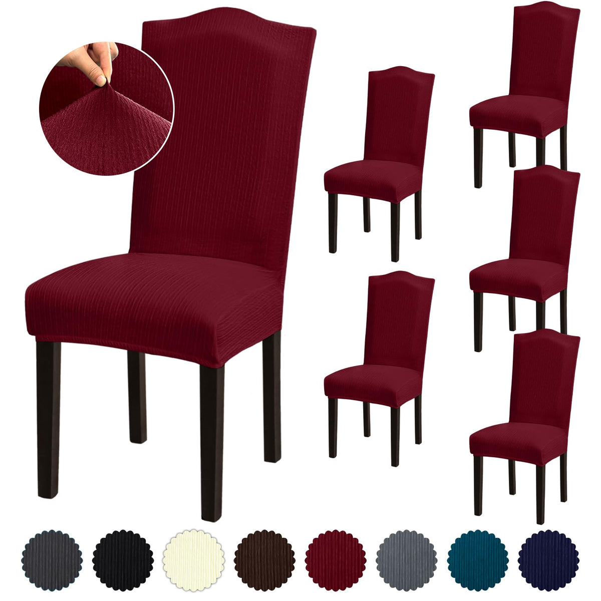 Stretch Dining Room Chair Covers Set of 6, Removable Washable Chair Covers for Dining Chairs,Dining Room, Hotel, Ceremony