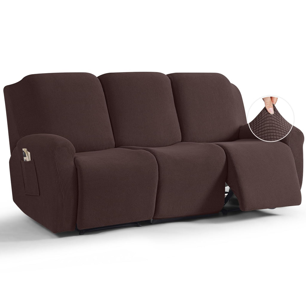 TAOCOCO Stretch Loveseat Recliner Covers 6 Piece, Charcoal Grey