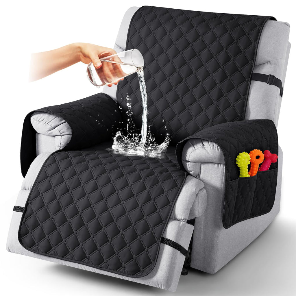 TAOCOCO 100% Waterproof Loveseat Recliner Covers Reversible, Charcoal Gray