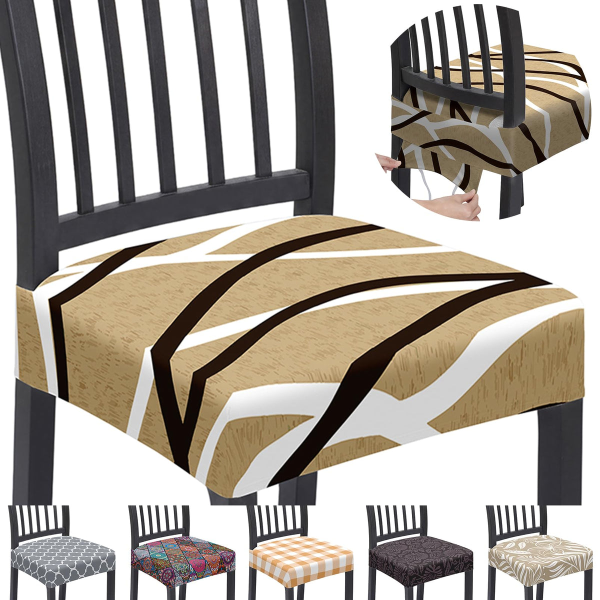 Stretch Chair Seat Covers Set of 4 for Dining Living Room Kitchen Chairs Universal Washable Slipcover Protector Forros Fundas Cobertores para Sillas De Comedor Party Home Decor Gift