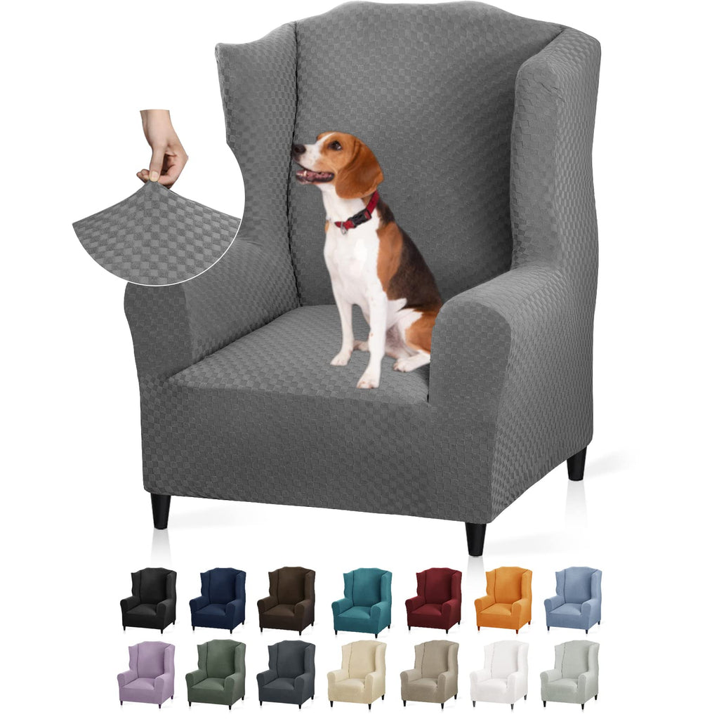 YEMYHOM 2 Packs Latest Checkered Dining Chair Slipcover Parsons Chair Furniture Protector Stretch Chair Covers for Dining Room, Restaurant, Kitchen, Party (Light Gray)