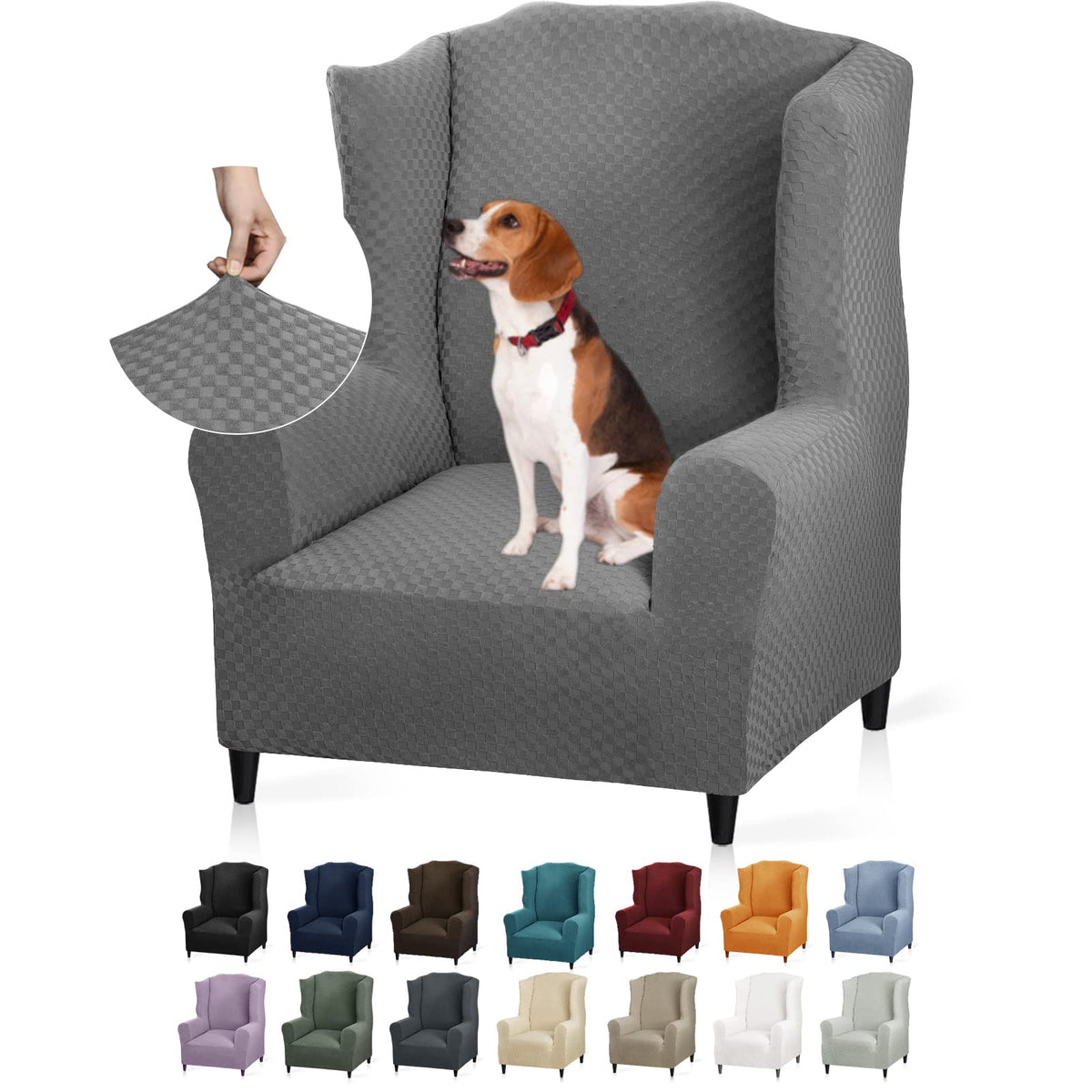 YEMYHOM 2 Packs Latest Checkered Dining Chair Slipcover Parsons Chair Furniture Protector Stretch Chair Covers for Dining Room, Restaurant, Kitchen, Party (Light Gray)