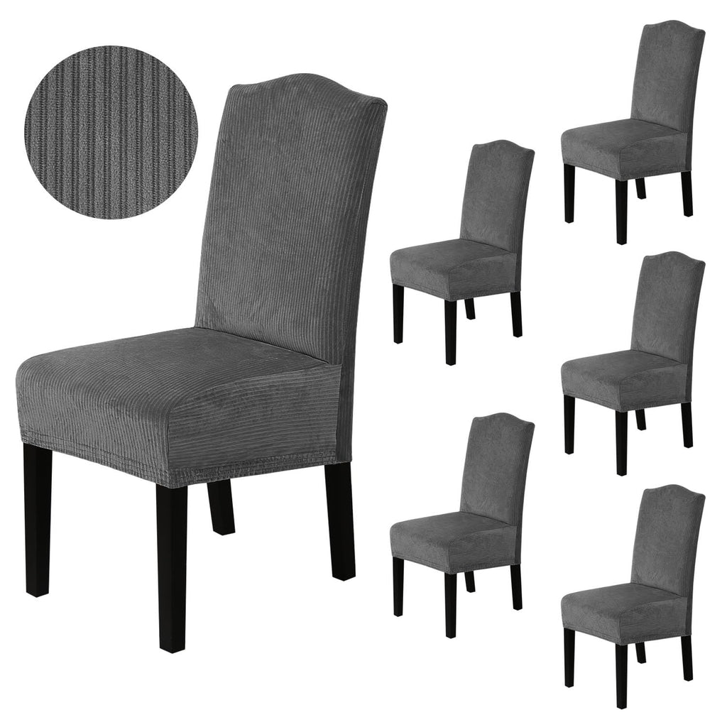 H.VERSAILTEX Dining Chair Covers Velvet Stretch Chair Covers for Dining Room Set of 6 Parson Chair Slipcovers Chair Protectors Covers, Soft Thick Solid Velvet Fabric Washable, Ivory