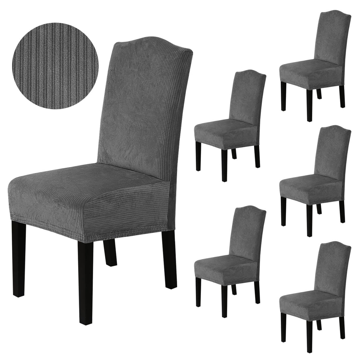 H.VERSAILTEX Dining Chair Covers Velvet Stretch Chair Covers for Dining Room Set of 6 Parson Chair Slipcovers Chair Protectors Covers, Soft Thick Solid Velvet Fabric Washable, Ivory
