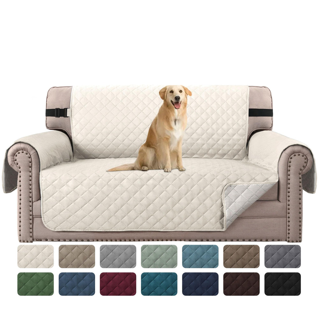 H.VERSAILTEX Reversible Couch Cover for 2 Cushion Couch Water Resistant Loveseat Washable Furniture Cover with Non-Slip Elastic Strap for Dogs, Pets, Kids(Oversized Loveseat, Charcoal Grey)