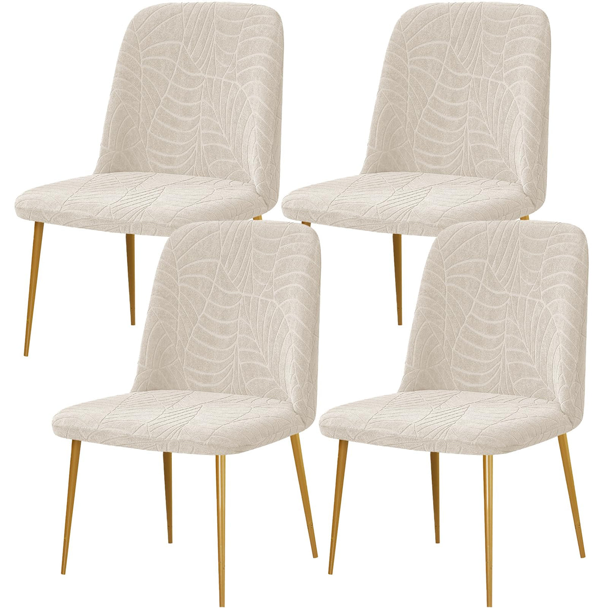 Gollense Curved Back Chair Covers for Dining Room, Mid Century Modern Chair Slipcovers, Semi Circle Back Chair Seat Protector for Kitchen Living Room (4, Beige)