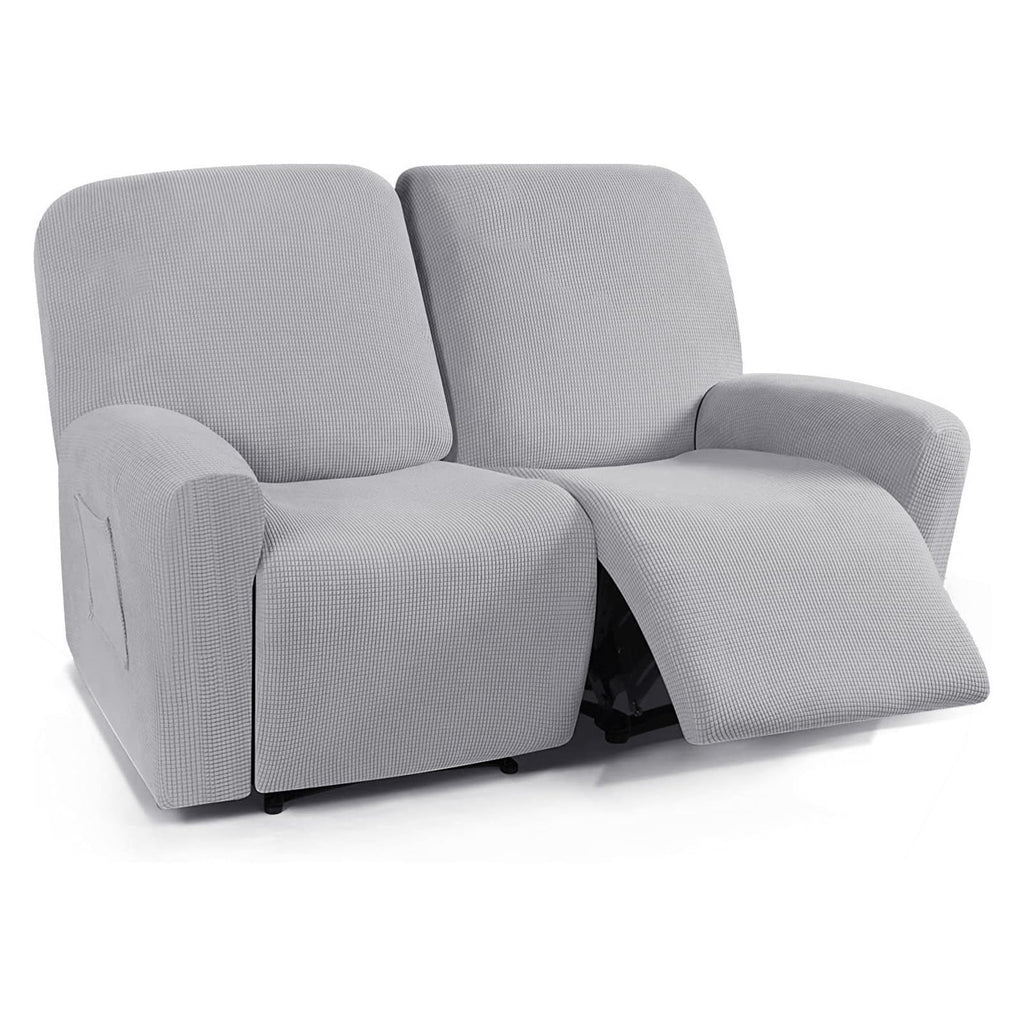 CONRUSER Stretch Recliner Loveseat Cover, 6 Pieces Recliner Slipcovers Soft Couch Cover for 2 Seater Non-Slip Furniture Protector with Pocket (Yellow)