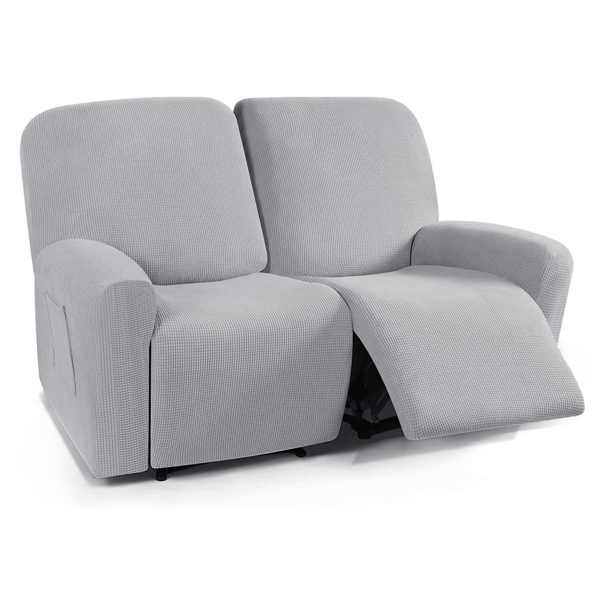 CONRUSER Stretch Recliner Loveseat Cover, 6 Pieces Recliner Slipcovers Soft Couch Cover for 2 Seater Non-Slip Furniture Protector with Pocket (Yellow)