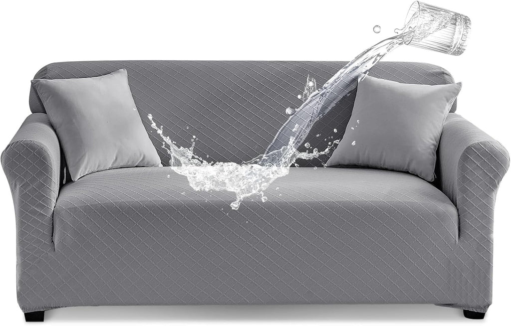 Tokokimo 100% Waterproof Loveseat Couch Cover, Leakproof Furniture Protector for Kids, Pets (Loveseat, Gray) with Extra Fabric Margin, Slipcover Need Tuck Into Couch Crevices