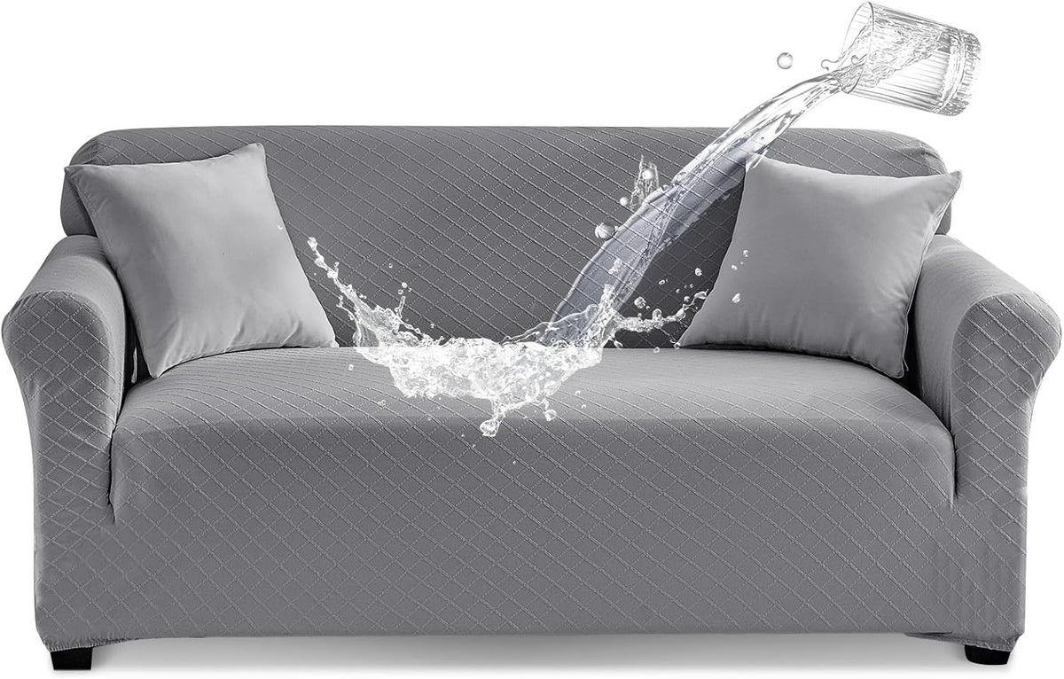 Tokokimo 100% Waterproof Loveseat Couch Cover, Leakproof Furniture Protector for Kids, Pets (Loveseat, Gray) with Extra Fabric Margin, Slipcover Need Tuck Into Couch Crevices