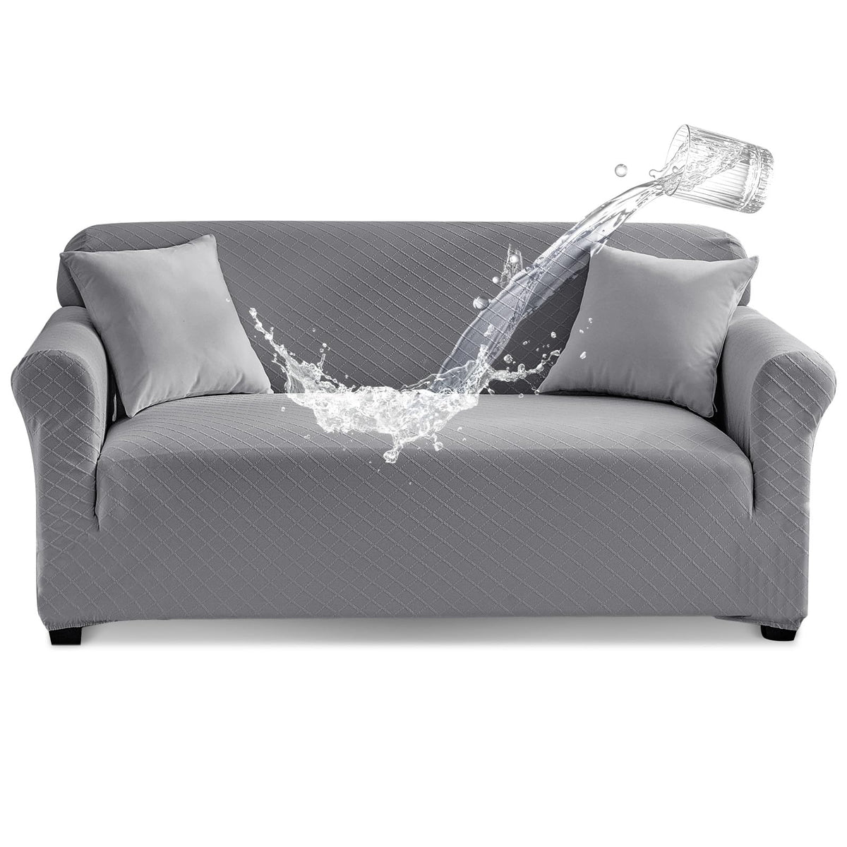 Tokokimo 100% Waterproof Loveseat Couch Cover, Leakproof Furniture Protector for Kids, Pets (Loveseat, Gray) with Extra Fabric Margin, Slipcover Need Tuck Into Couch Crevices