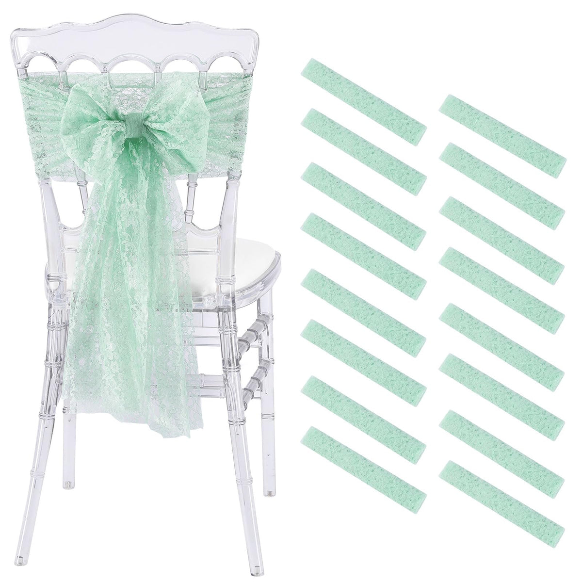 QueenDream White Chair Sashes Wedding Aisle Decorations: 24 Packs 8ft Long Draping Fabric Sheer Church Chair Cover Bulk for Party Banquet