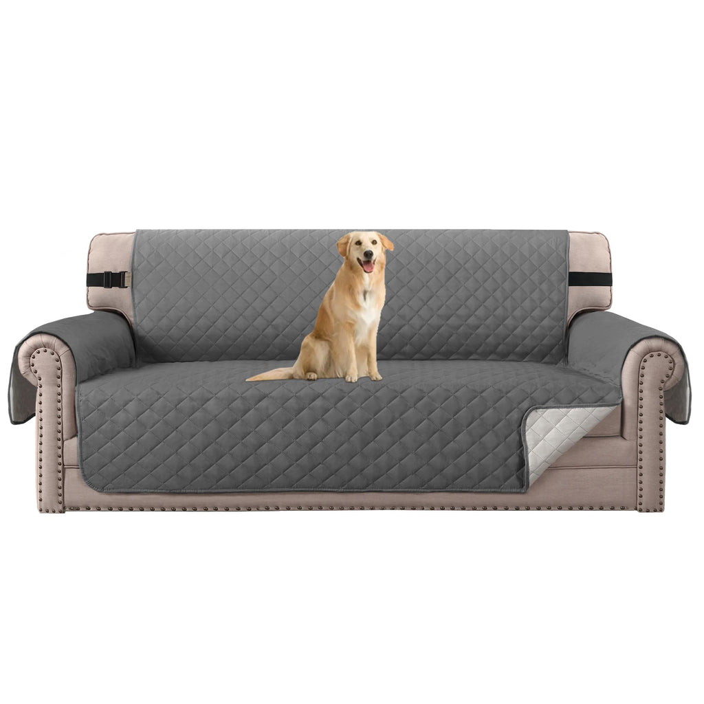 H.VERSAILTEX Reversible Couch Cover for 2 Cushion Couch Water Resistant Loveseat Washable Furniture Cover with Non-Slip Elastic Strap for Dogs, Pets, Kids(Oversized Loveseat, Charcoal Grey)