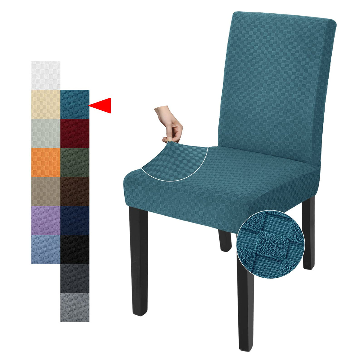 YEMYHOM 2 Packs Latest Checkered Dining Chair Slipcover Parsons Chair Furniture Protector Stretch Chair Covers for Dining Room, Restaurant, Kitchen, Party (Light Gray)