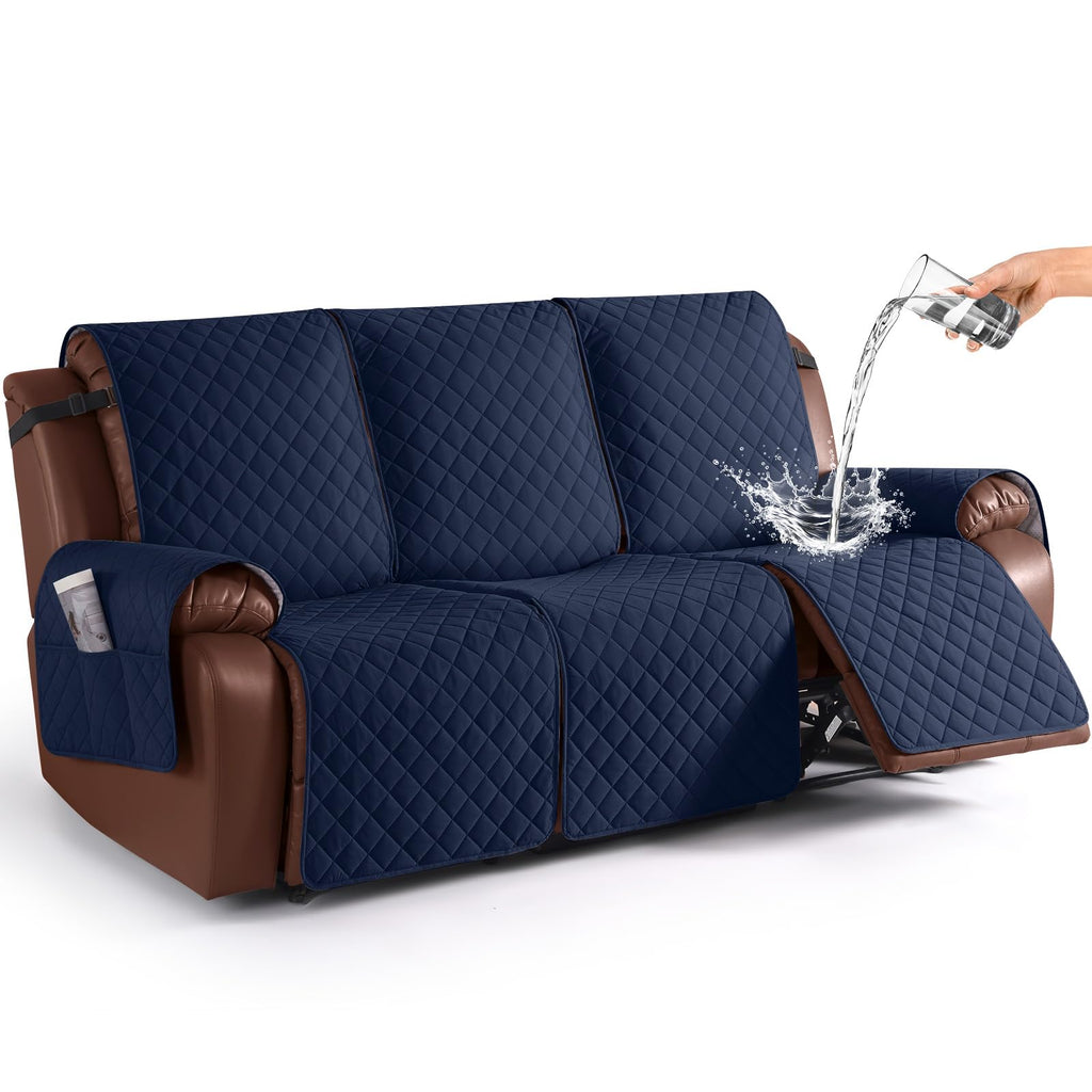 KinCam Waterproof Loveseat Recliner Covers Washable, 2 Seater, Light Gray