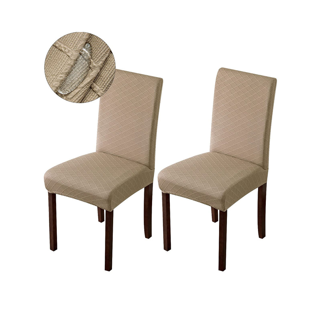 Genina Waterproof Chair Covers for Dining Room Dining Chair Covers Kitchen Parsons Chair Cover (Beige, 4 PCS)