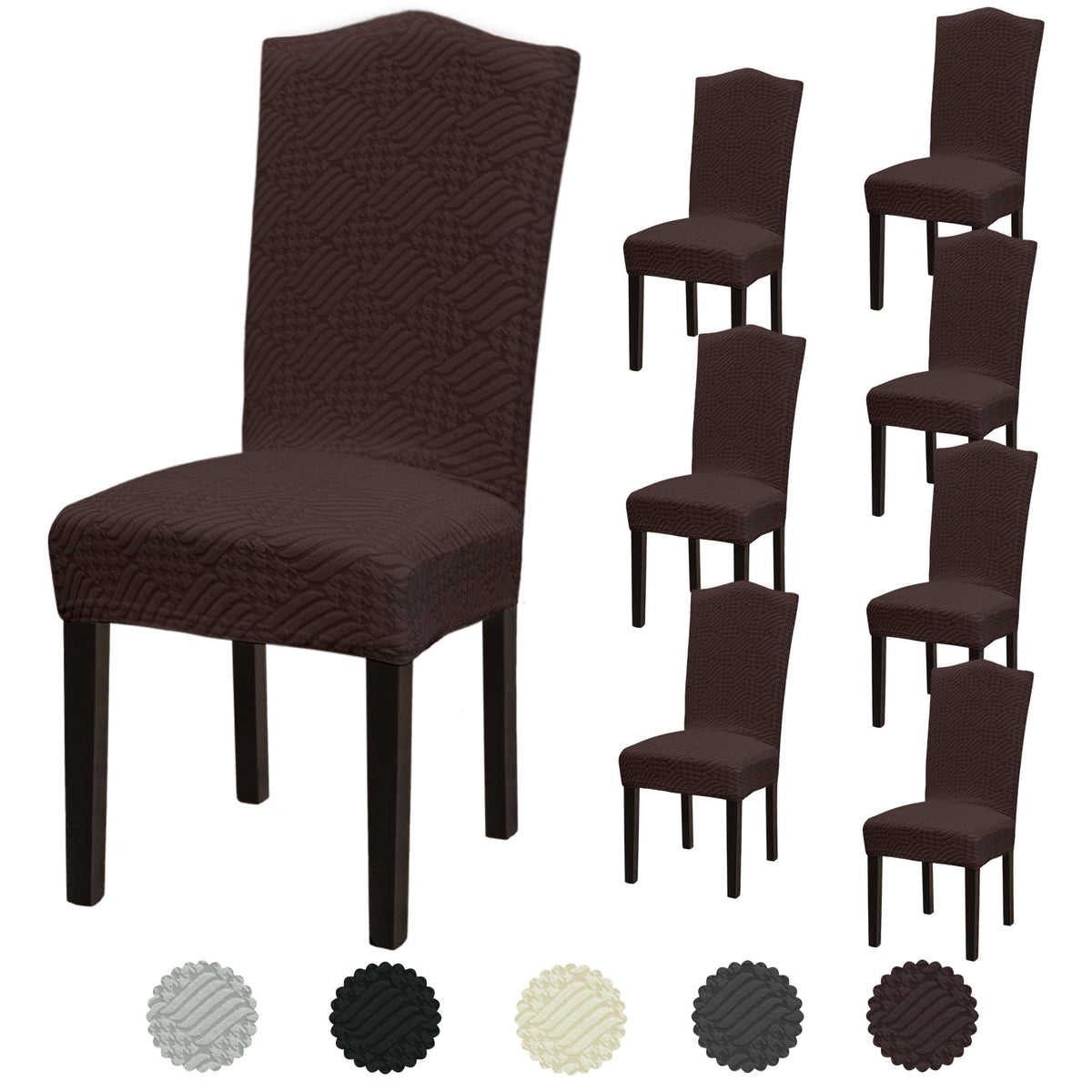 Stretch Dining Room Chair Covers Set of 6, Removable Washable Chair Covers for Dining Chairs,Dining Room, Hotel, Ceremony