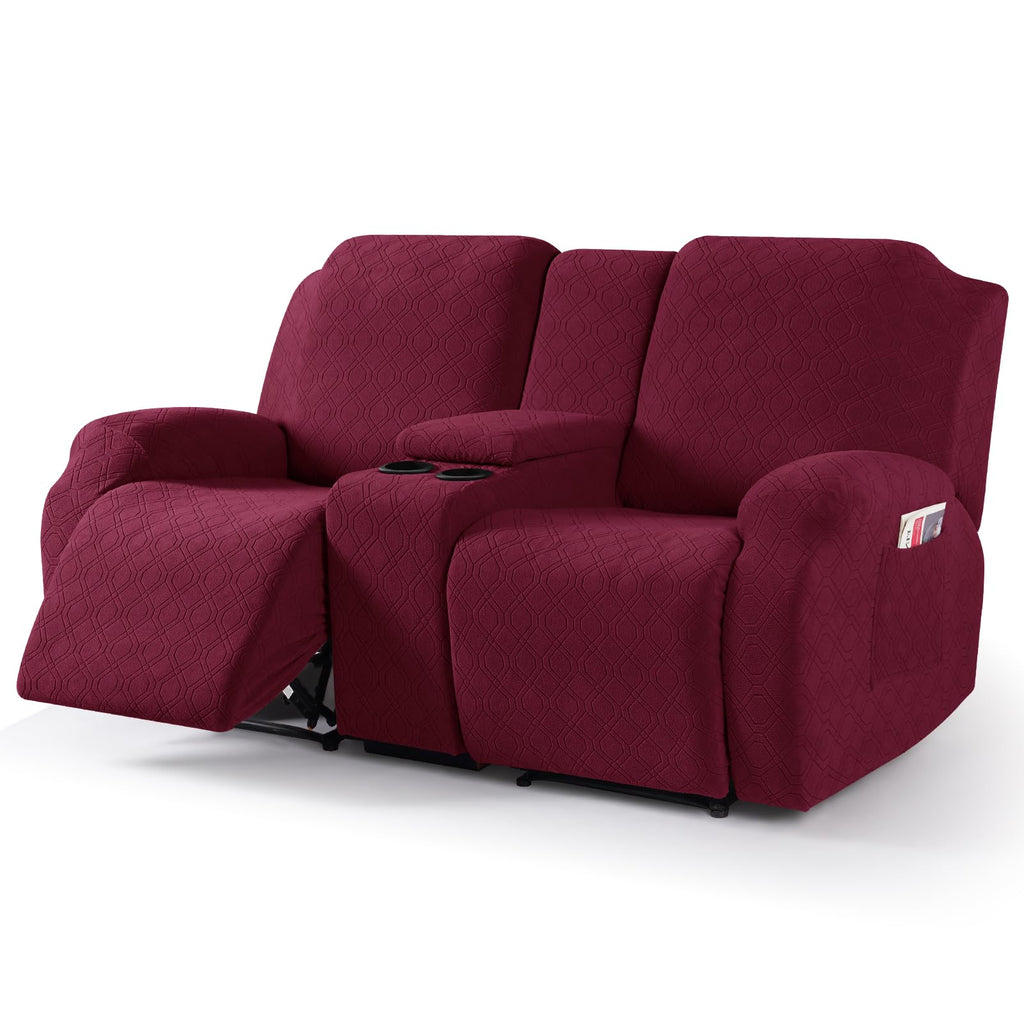 VANSOFY Stretch Recliner Loveseat Cover with Middle Console, Chocolate