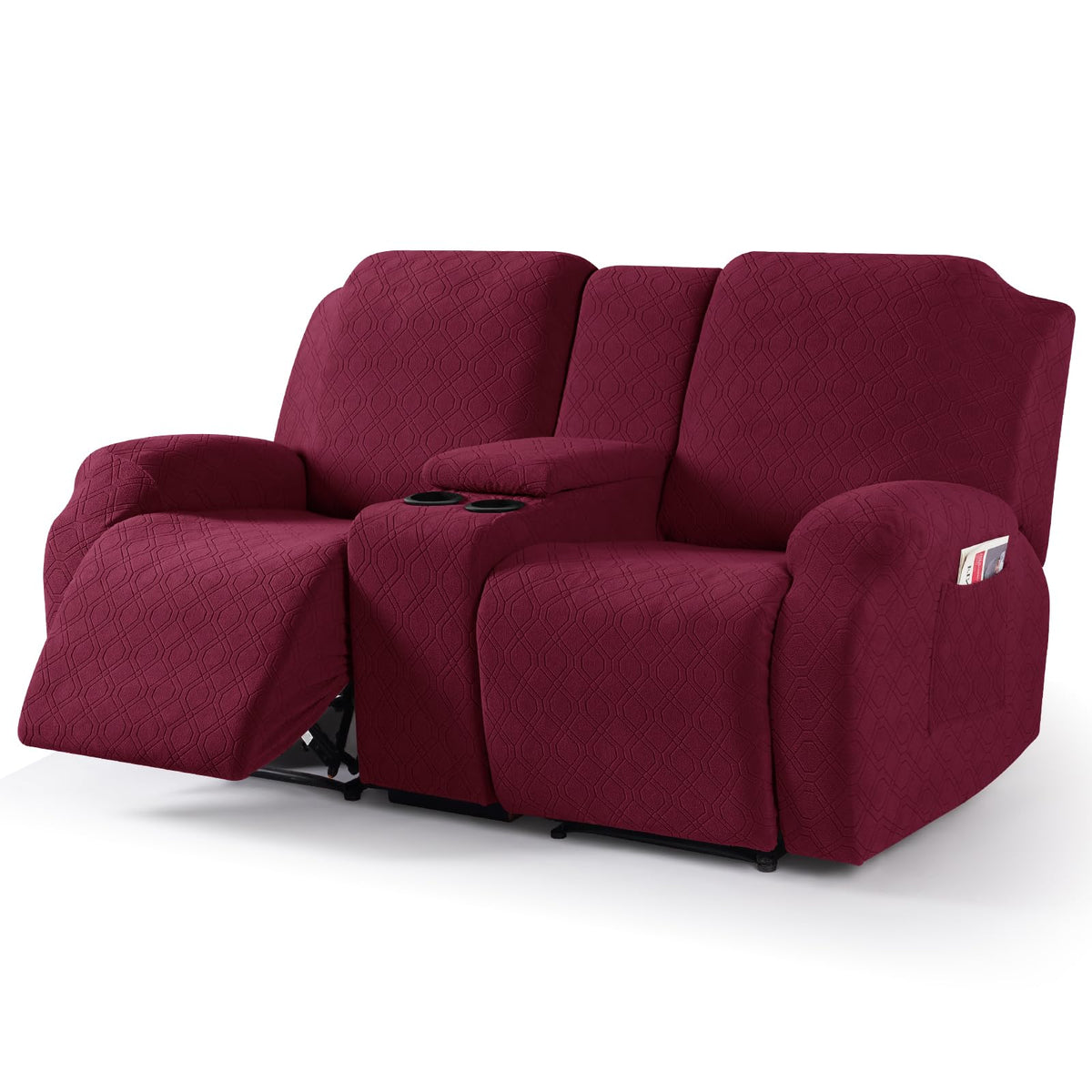 VANSOFY Stretch Recliner Loveseat Cover with Middle Console, Chocolate