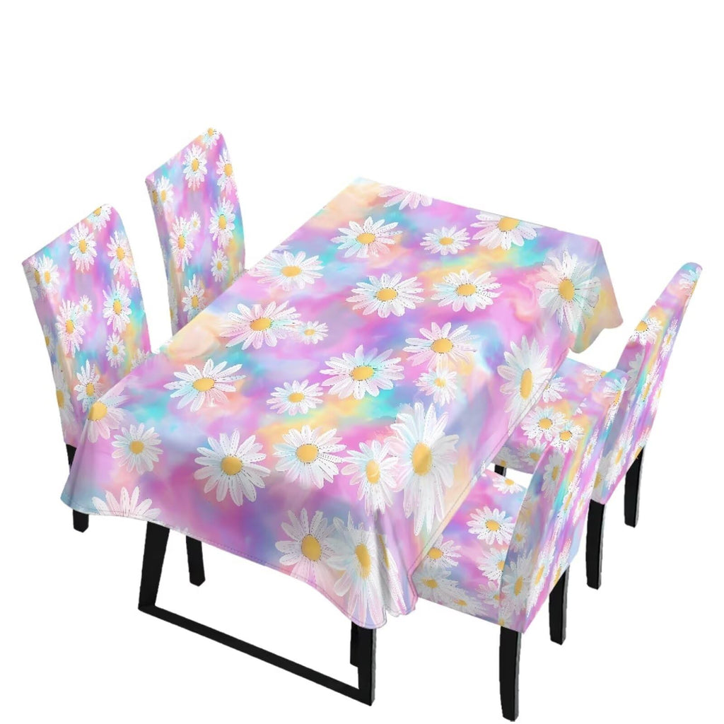 Dining Table Chair Covers 5 Pack, Removable Parsons Chair Slipcovers Dust Proof Tablecloths Scratch Resistant Seat Protector for Dining Room, Sunflower Honeycomb Bee Print Yellow