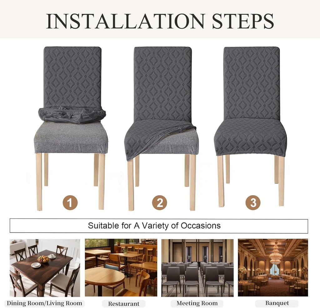 Genina Waterproof Dining Chair Covers Set of 4, Stretch Chair Slipcovers