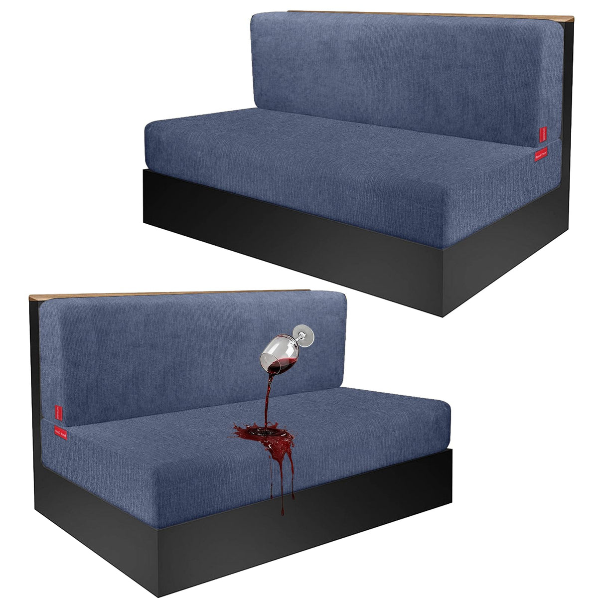 Waterproof RV Dinette Cushion Covers - Stretch Fabric Camper Seat Slipcover Replacement, Washable RV Couch Cover Designed for Camper Car Bench (Loveseat 2 Bench Cover, Blue Grey)