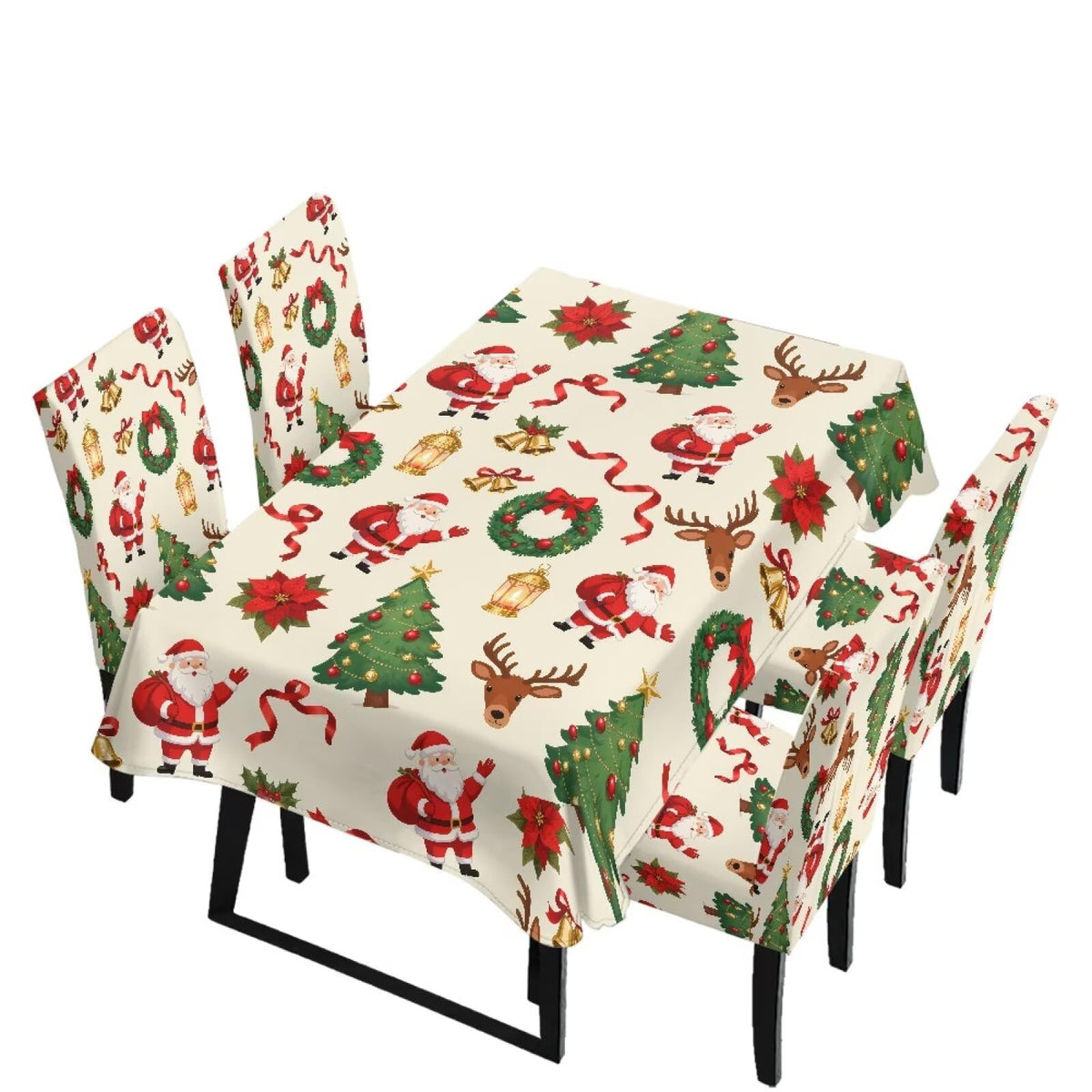 Dining Chair Covers and Dining Table Cloth Christmas Decor