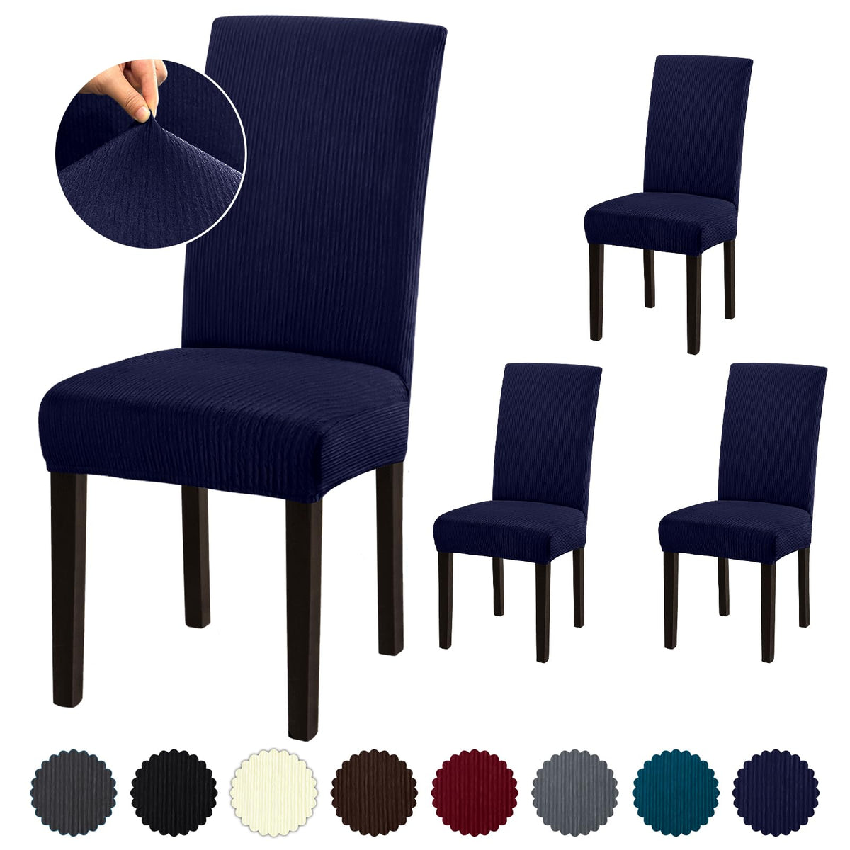 Stretch Dining Room Chair Covers Set of 6, Removable Washable Chair Covers for Dining Chairs,Dining Room, Hotel, Ceremony