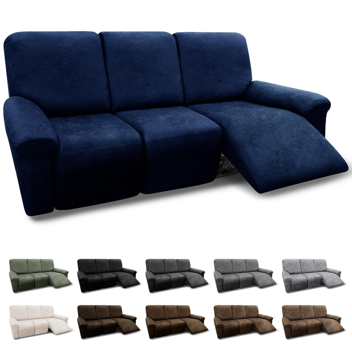 3-Pieces T Cushion Loveseat Slipcovers Leather Look Couch Cover Loveseat Covers for 2 Cushion Couch Furniture Protector Stretch Sofa Cover with 2 Individual T Cushion Seat Covers, Brown